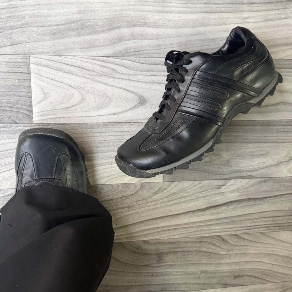 State Street Vintage Y2K Black Leather Striped Sneakers 8.5